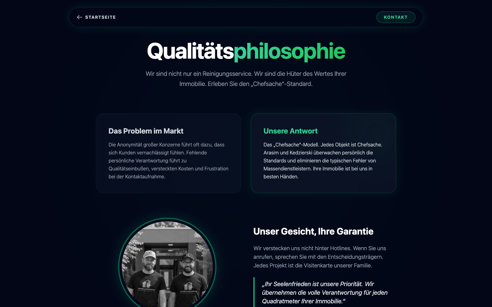 Philosophy — “owner’s priority” quality standard and company face