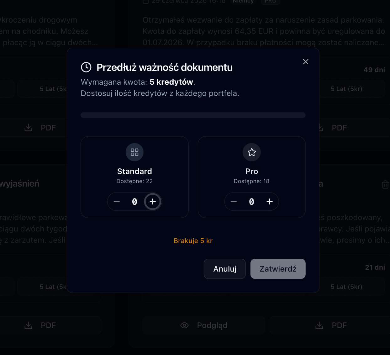 Extend archive validity — spend Standard and Pro credits