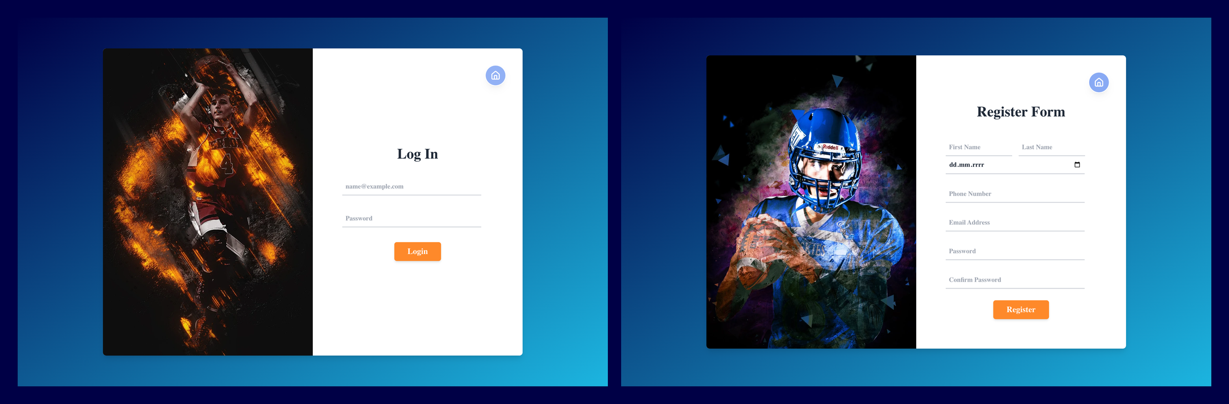 Login & register — JWT auth with admin / participant roles